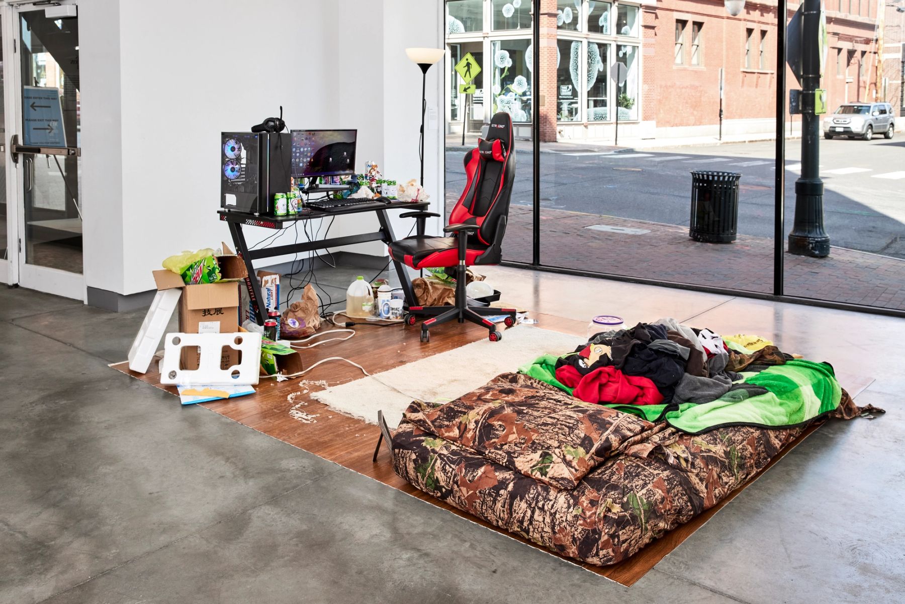 2021 MFA Thesis Exhibition, installation view with work by Nick Vyssotsky.