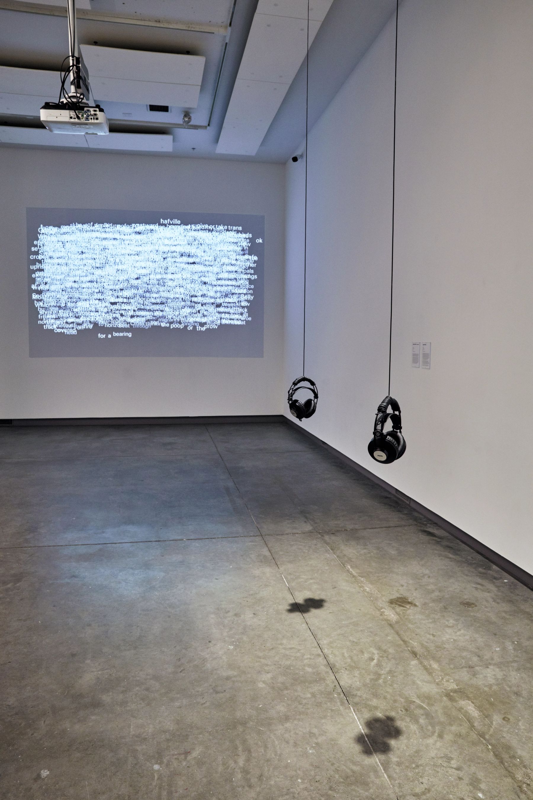 Making Migration Visible: Traces, Tracks & Pathways installation view with work by Caroline Bergvall.