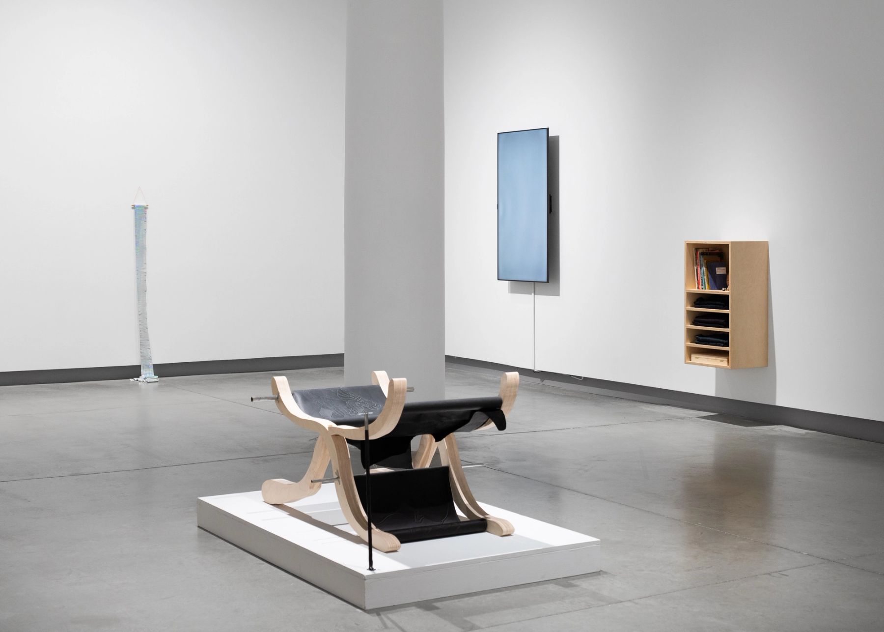 A Sea of Particles, installation view with works by Emily Squires, Garrick Imatani, Jenny Vogel, and Julie Poitras Santos.