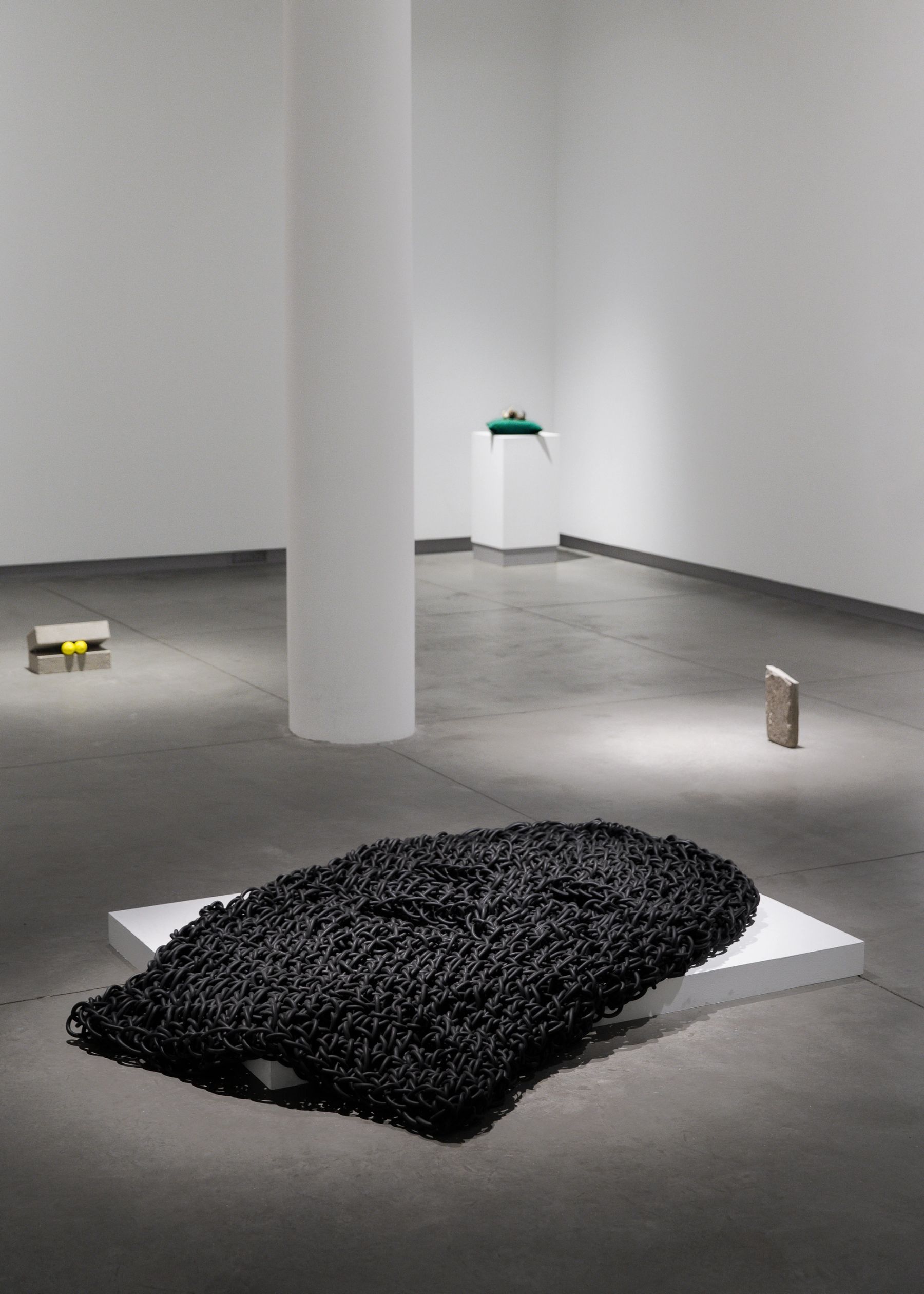 2026 MFA Thesis Exhibition, installation view with work by Jordan Hanid Awan.