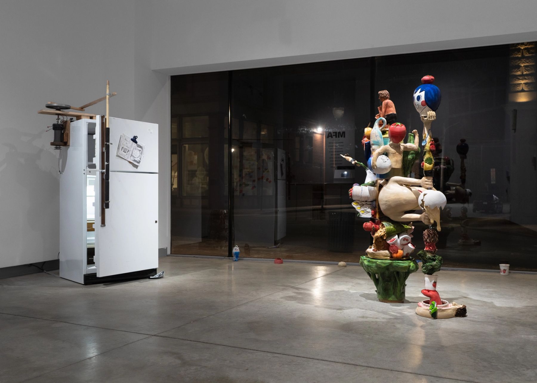 2026 MFA Thesis Exhibition, installation view with work by Dylan Ouellette.