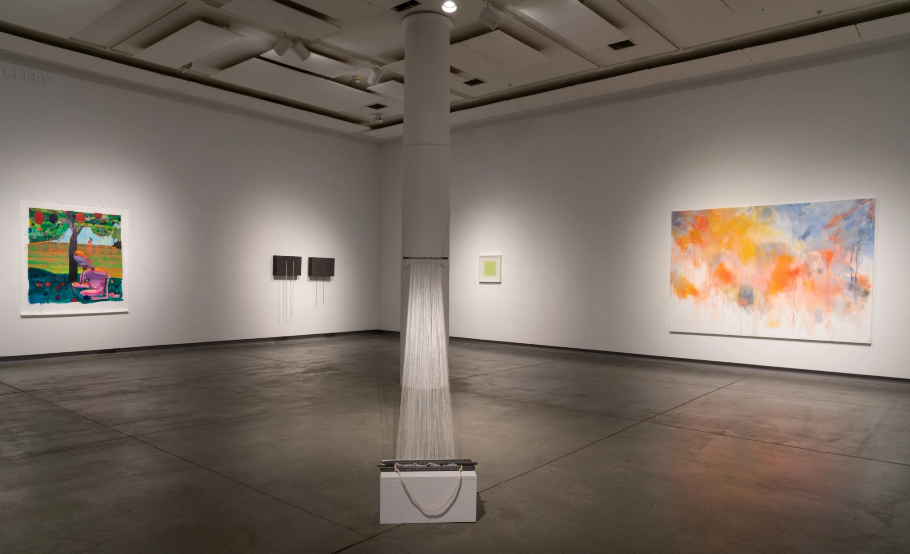 ...to unravel the bind: installation view with works by Stephen Benenson, Alysha Kupferer, Ling-Wen Tsai, and Michel Droge.