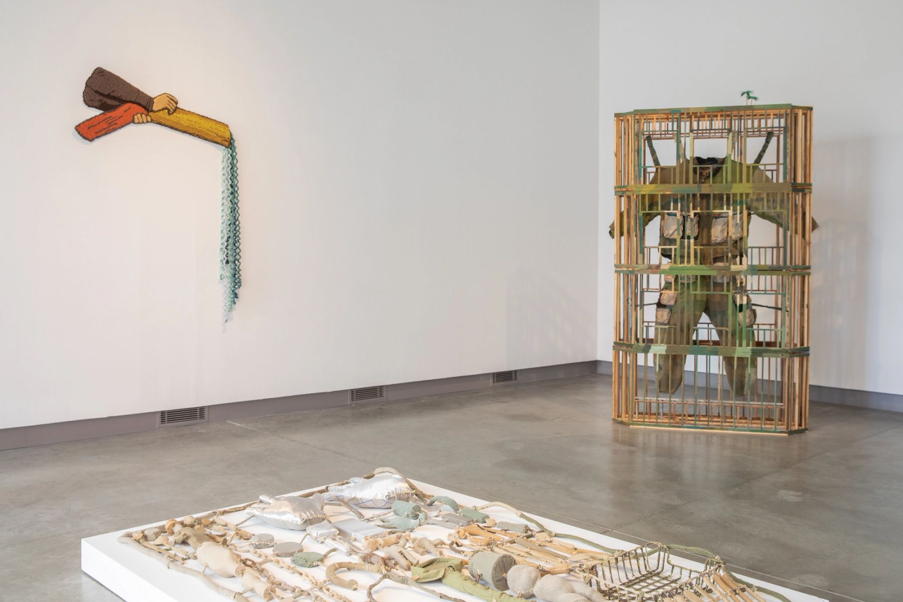 Assembly, installation view with works by Jodie Mim Goodnough, Salt '07, and Baxter Koziol '17.