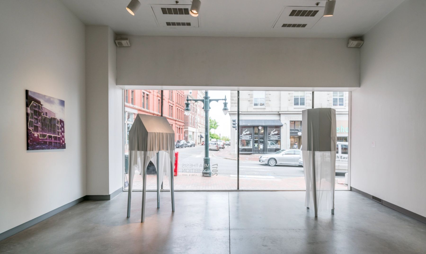 2017 MFA Thesis Exhibition installation view with work by Dayna Riemland.