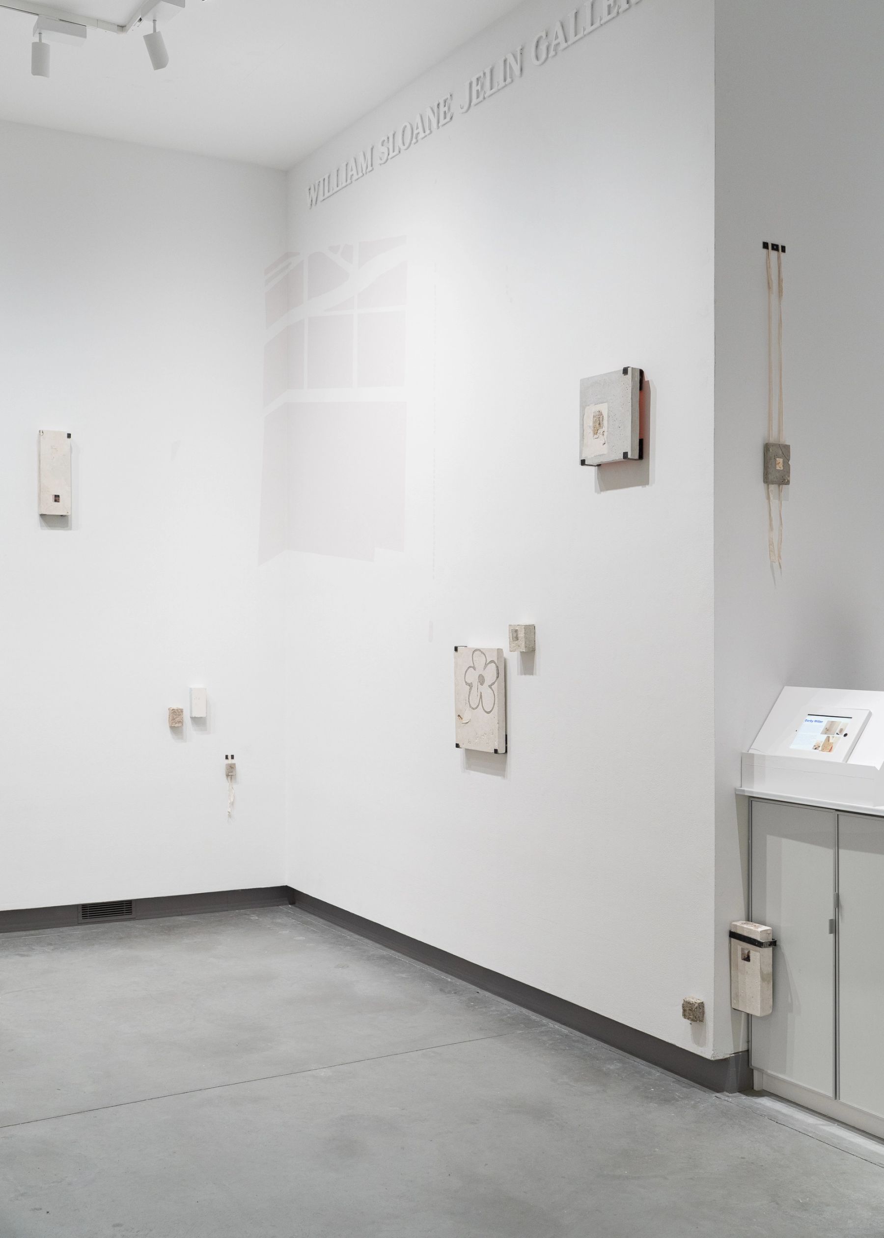 2026 MFA Thesis Exhibition, installation view with work by Darby Miller.
