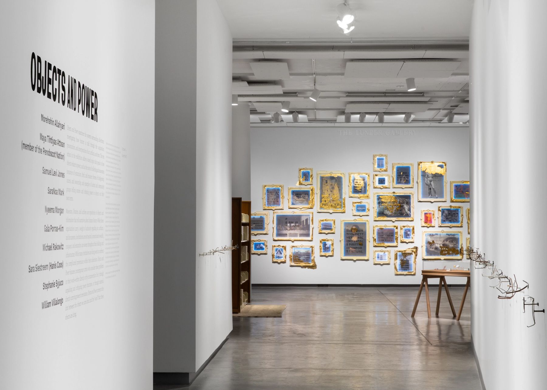 Objects and Power installation view with work by SaraNoa Mark, Samuel Levi Jones, Nyeema Morgan, and Michael Rakowitz.