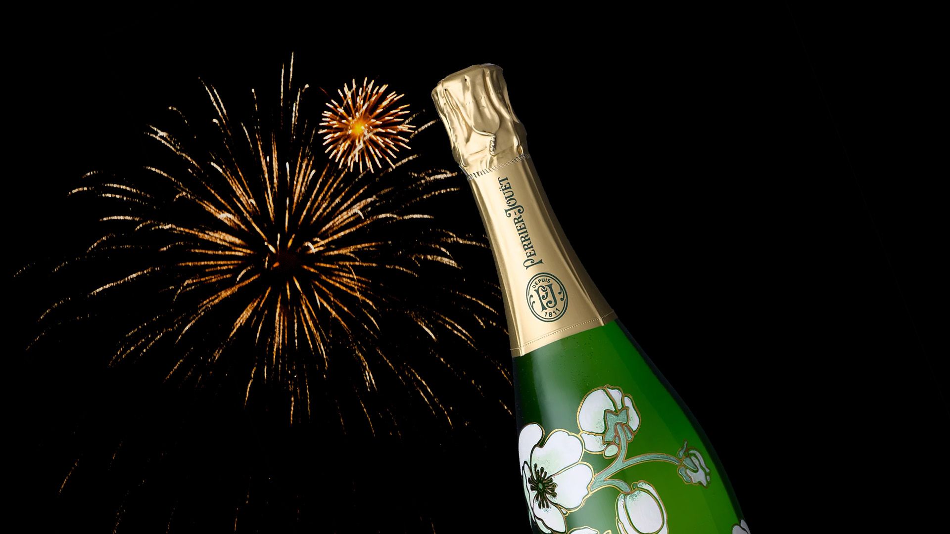 Champagne bottle with fireworks
