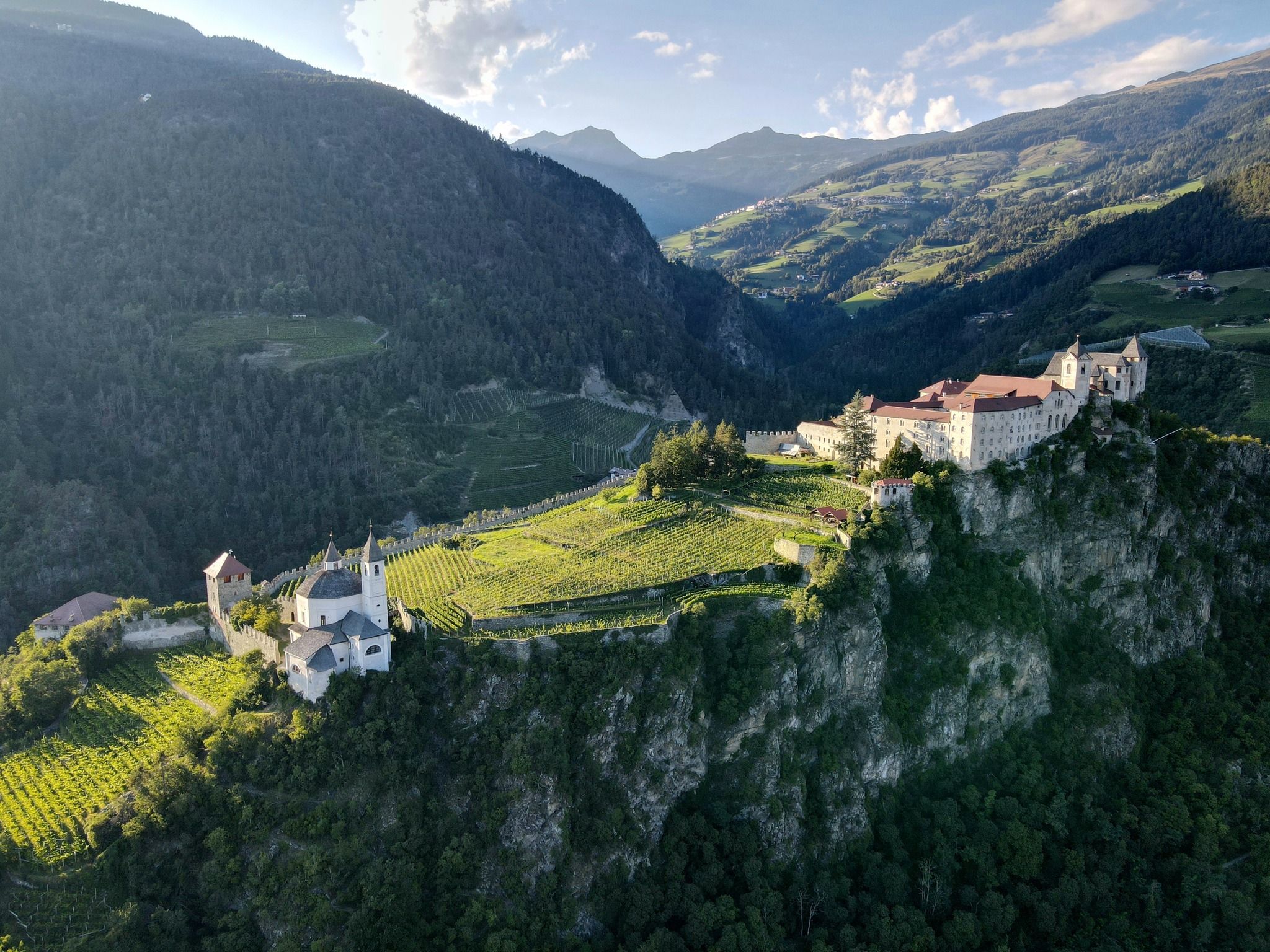 Winery estate with castle in mountains