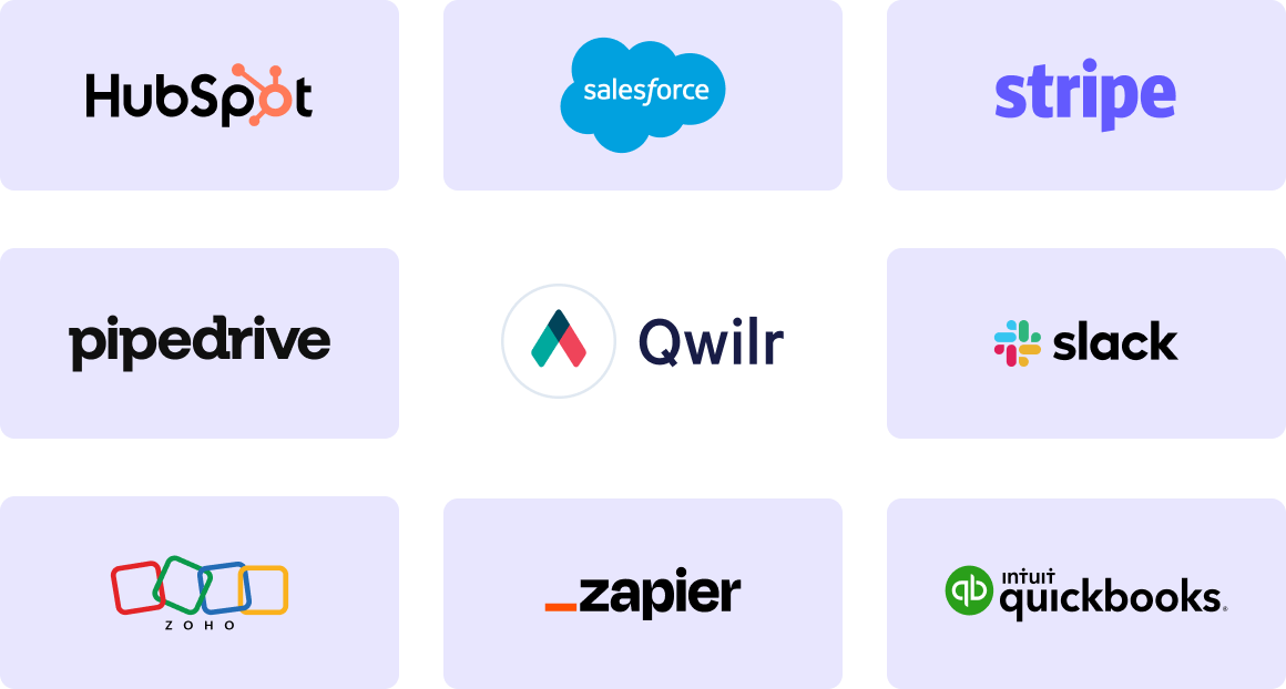 A grid of logos including Stripe, Salesforce, HubSpot and more
