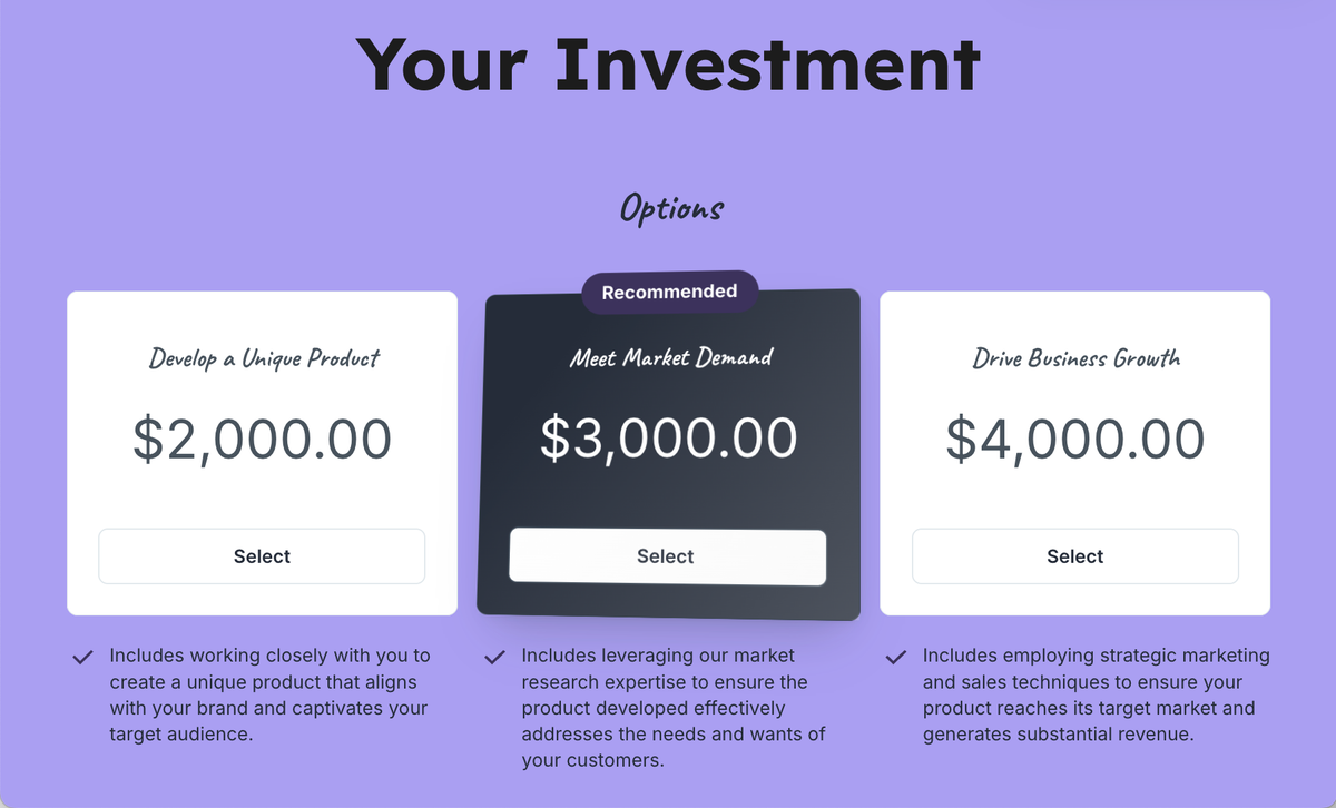 a purple background with the words your investment at the top