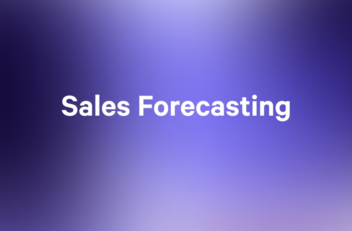 the word sales forecasting is on a purple background .