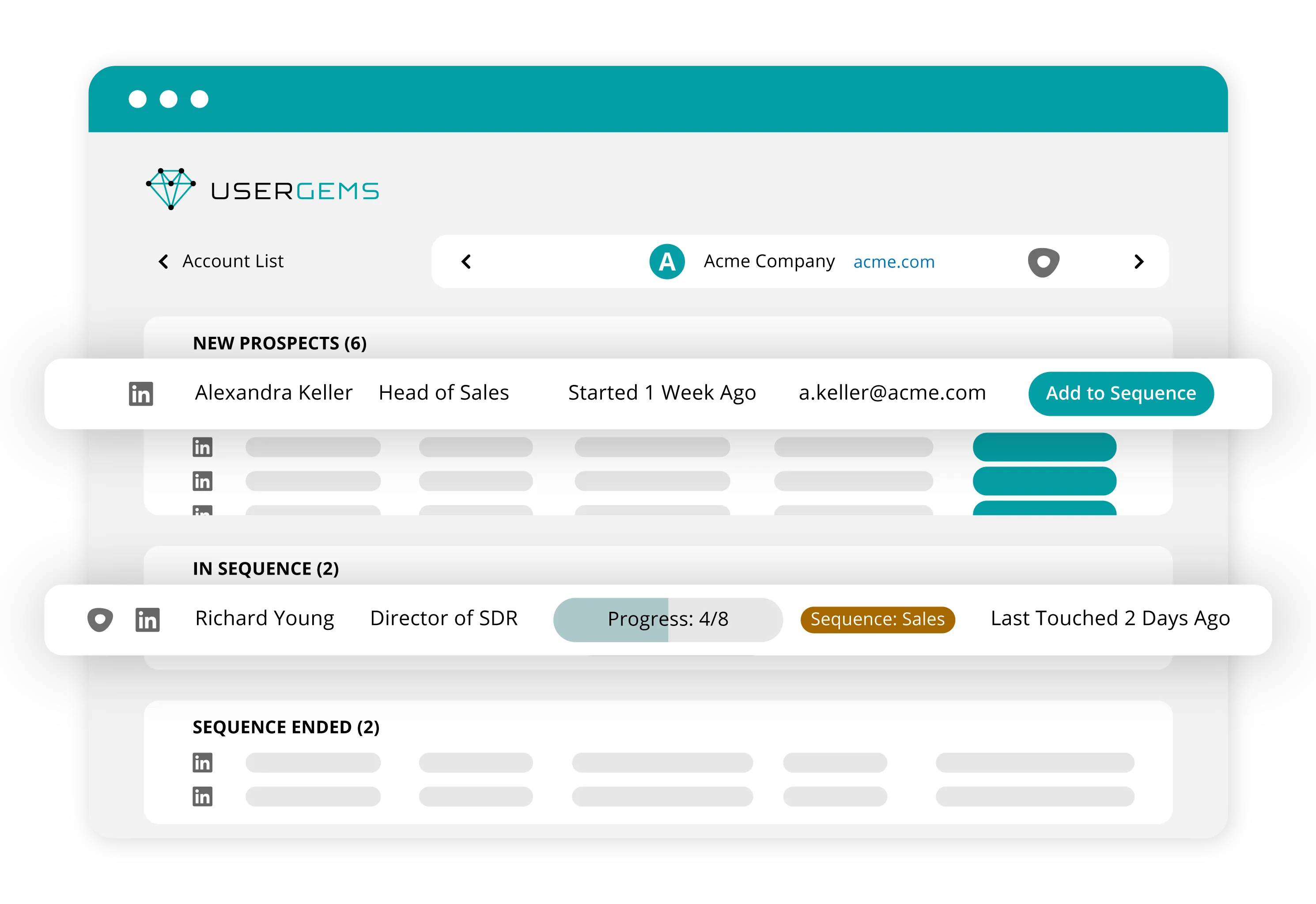 UserGem's interface