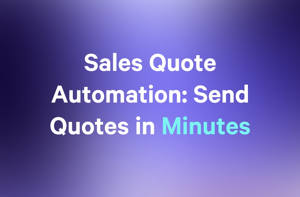 a purple background with the words `` sales quote automation : send quotes in minutes '' written on it .