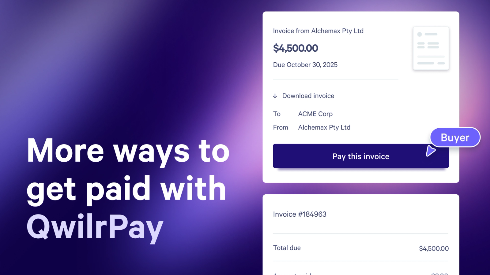 a purple background with the words " more ways to get paid with qwilpay "
