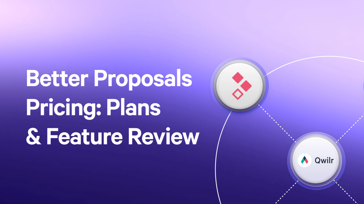 a purple background with the words better proposals pricing plans & feature review