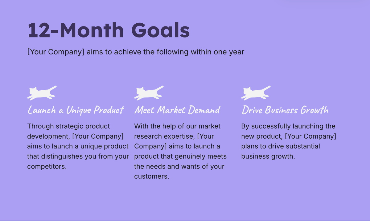 a purple poster with the words 12 month goals on it