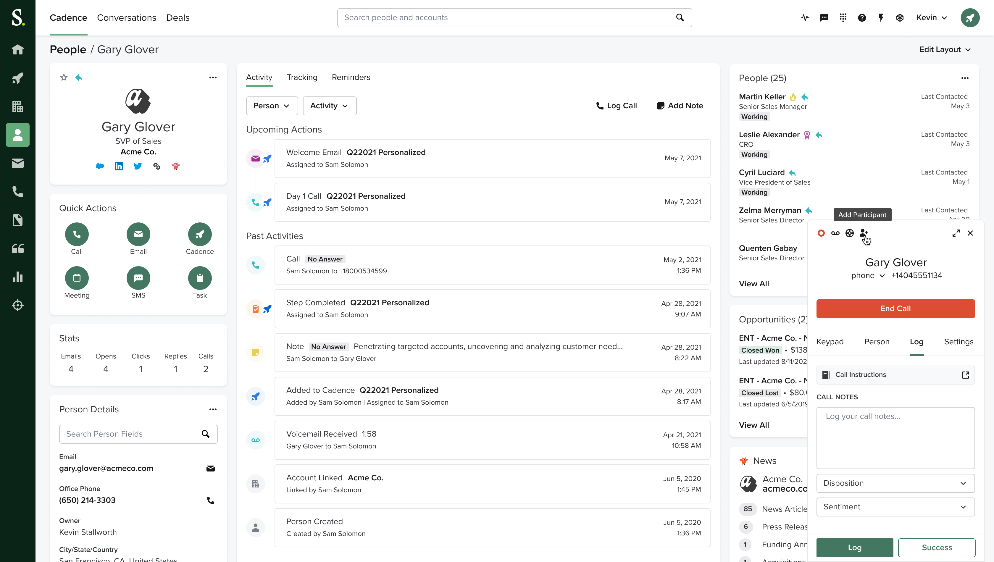 a screenshot of salesloft dashboard