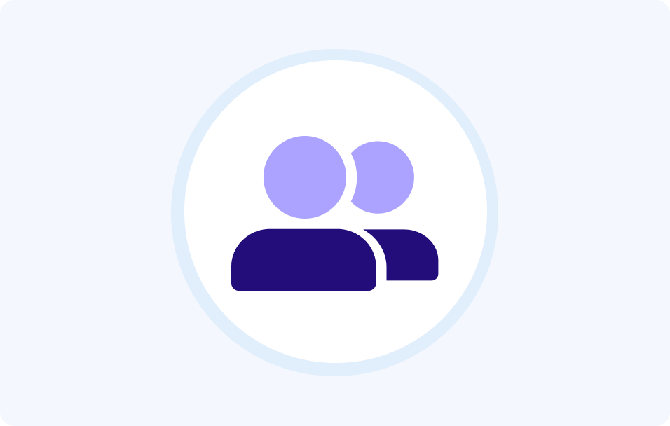 a purple icon of two people in a circle