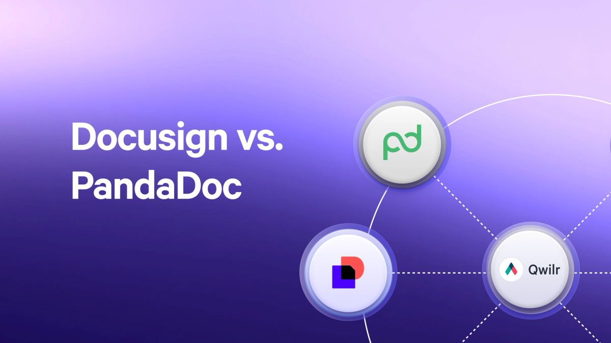 a purple background with the words " docusign vs. pandadoc "