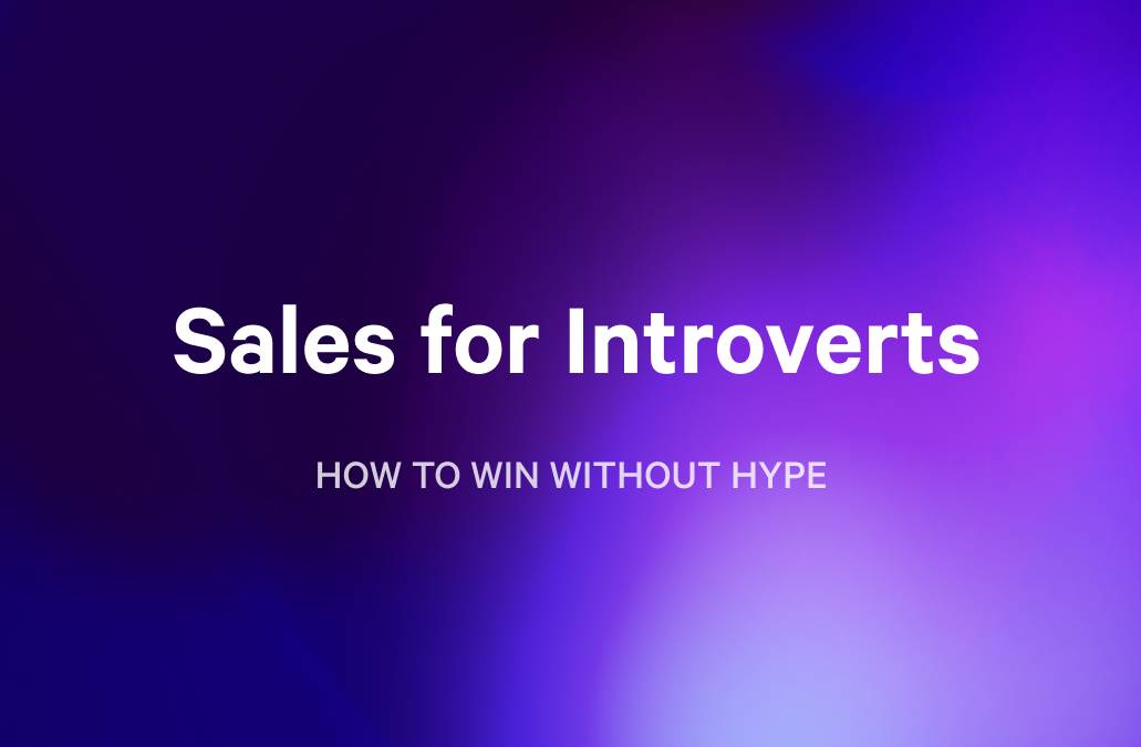 Sales for Introverts: How to Win Without Hype text on a purple and blue gradient background.