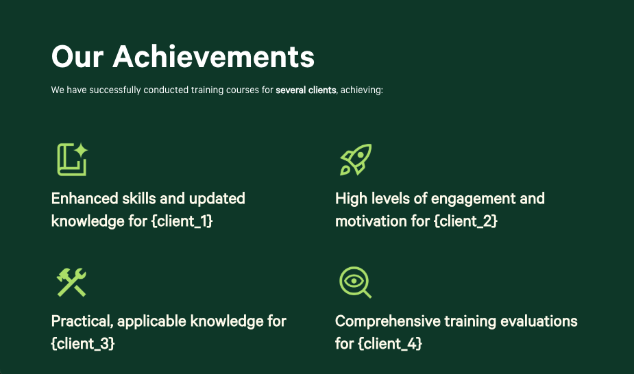 a green background with the words our achievements on it