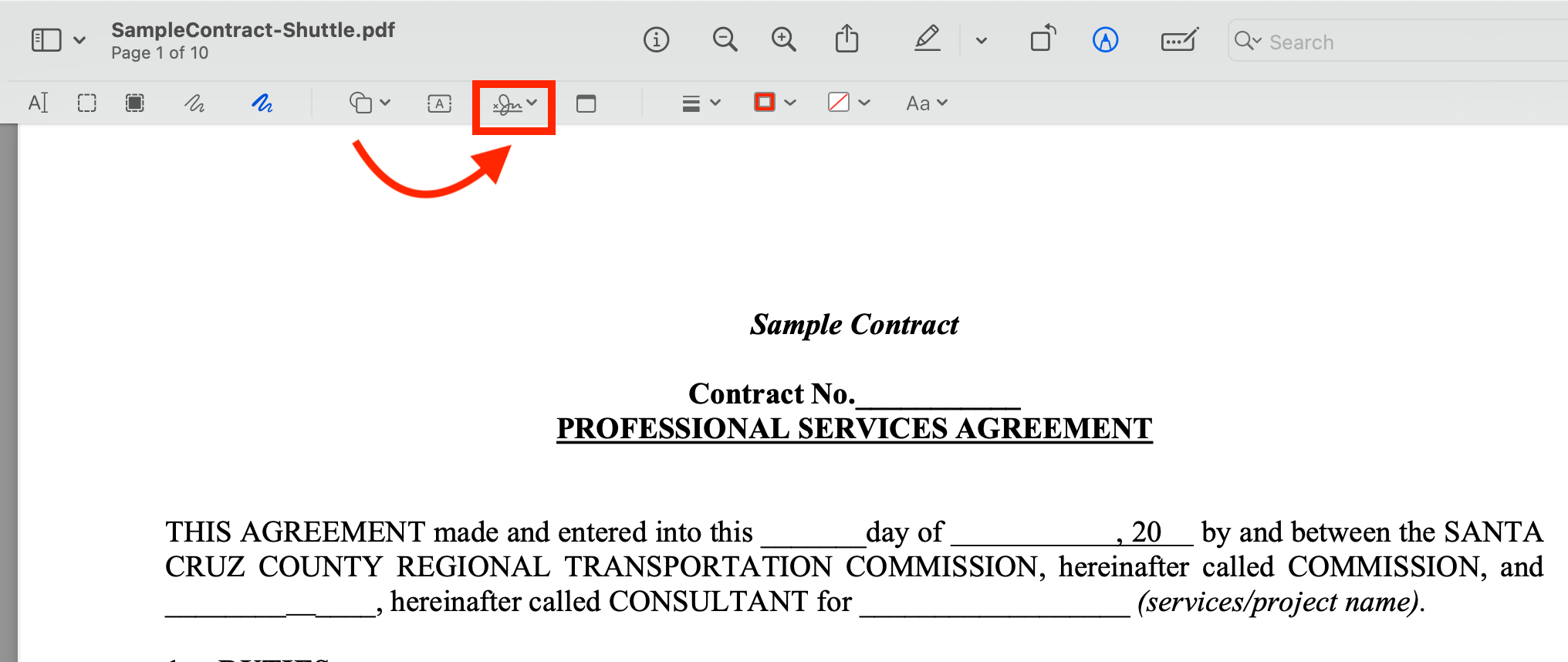 a pdf of a sample contract for professional services agreement