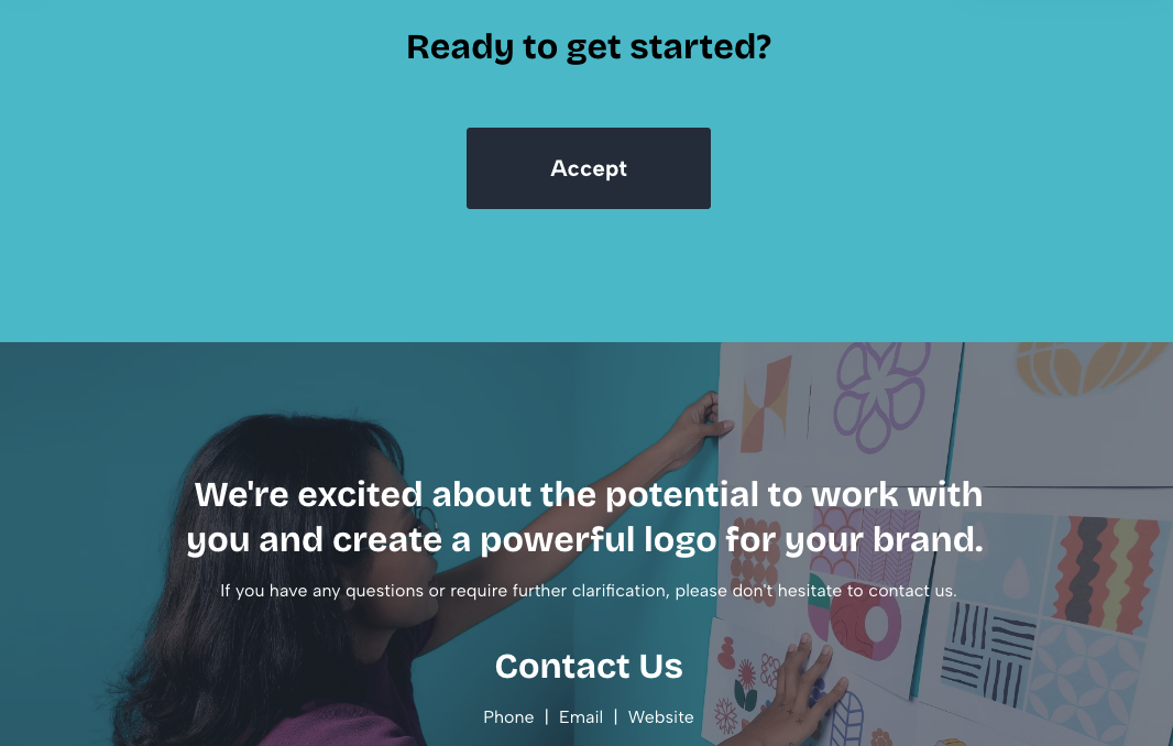 a ready to get started page with a woman drawing on a wall