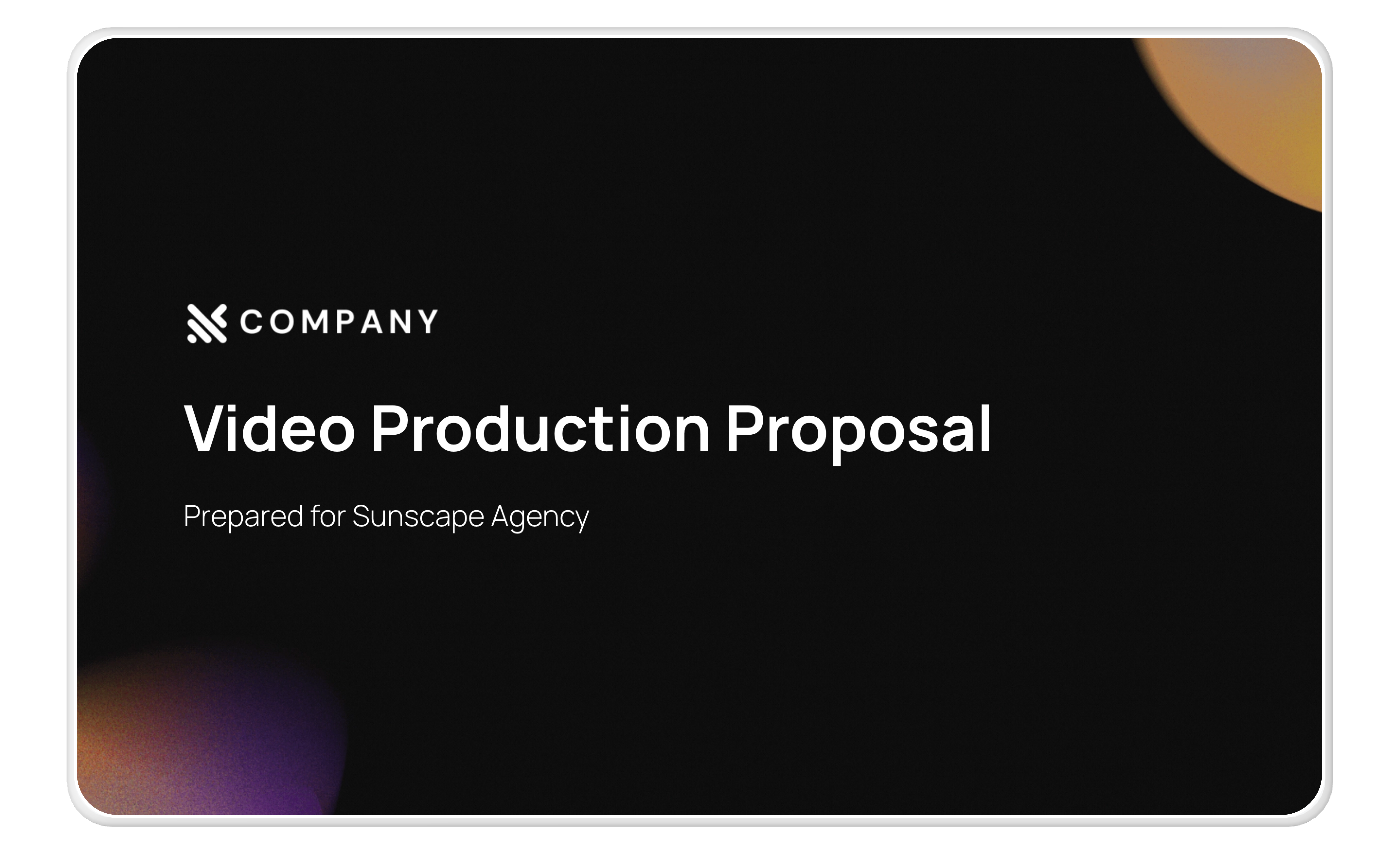 Video Production Proposal Example