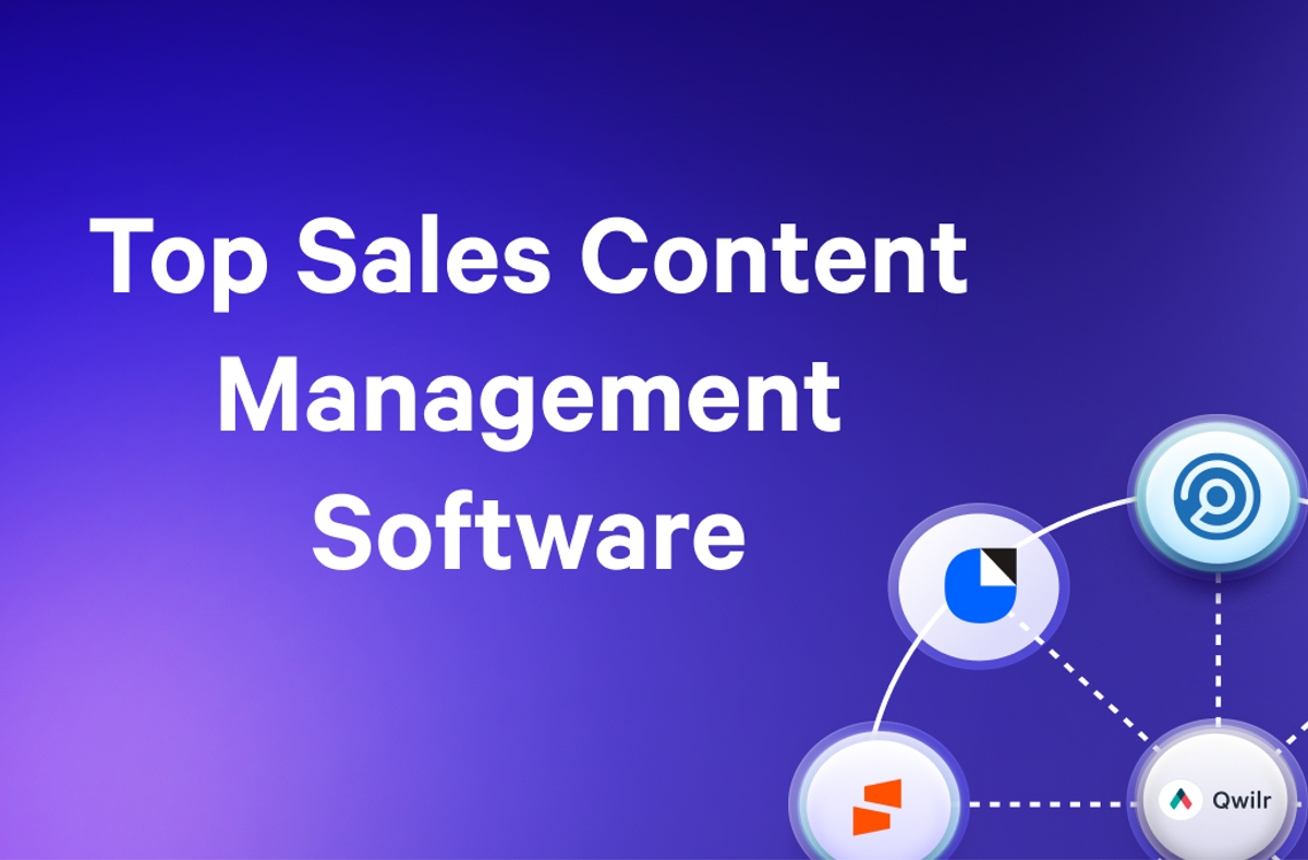a purple background with the words `` top sales content management software '' written on it .