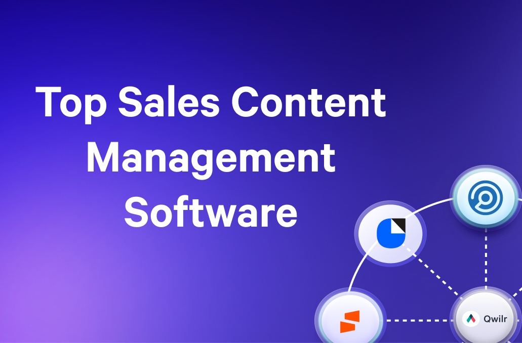 a purple background with the words `` top sales content management software '' written on it .