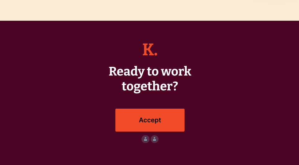 a screen that says k. ready to work together