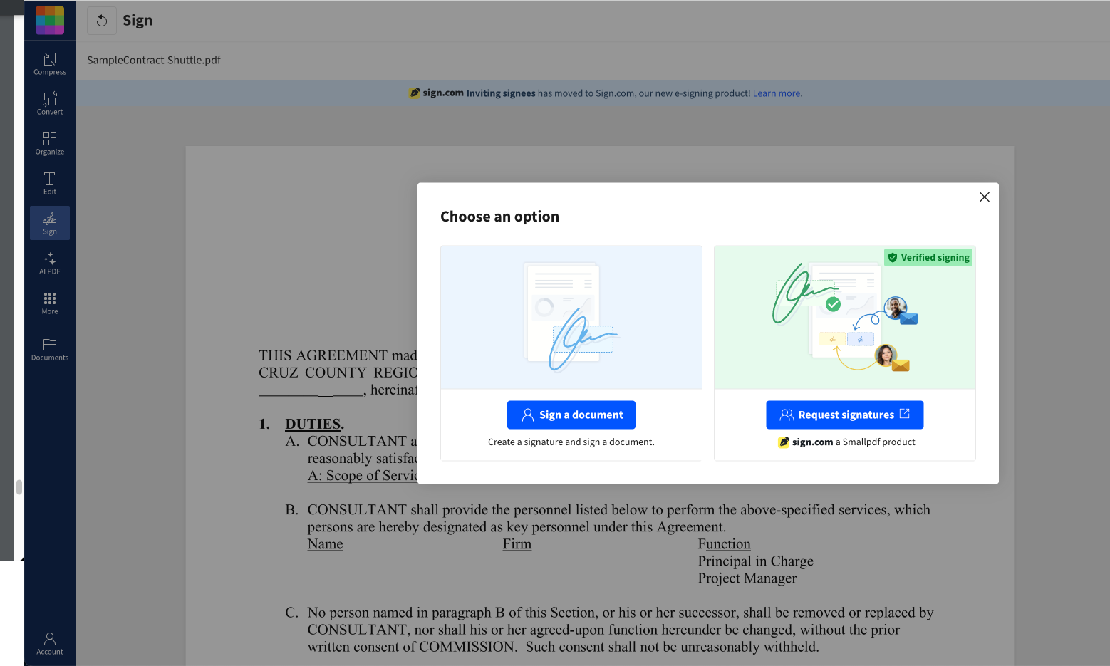 a screenshot of a document that says choose an option