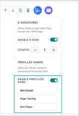 a screenshot of the e-signatures section of a website