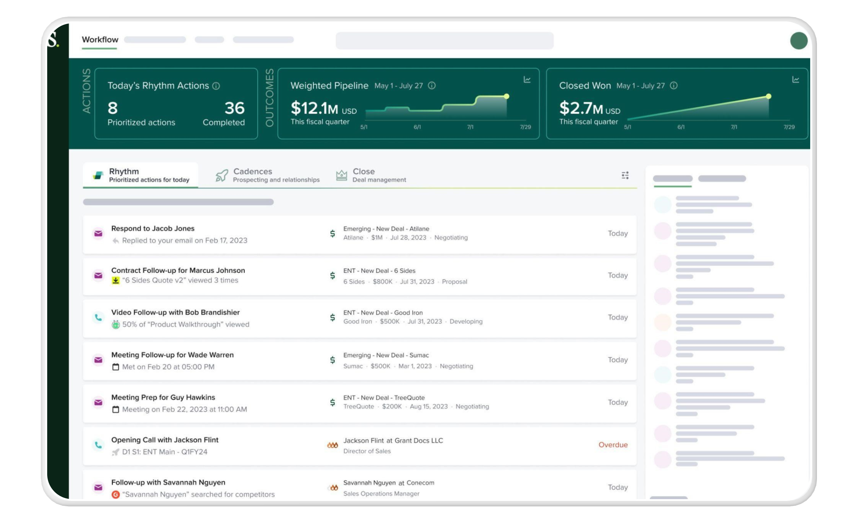 Salesloft's interface