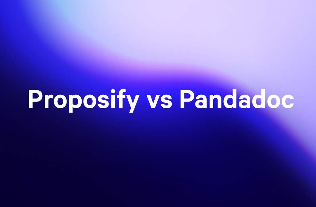 a blue background with the words proposify vs pandadoc on it