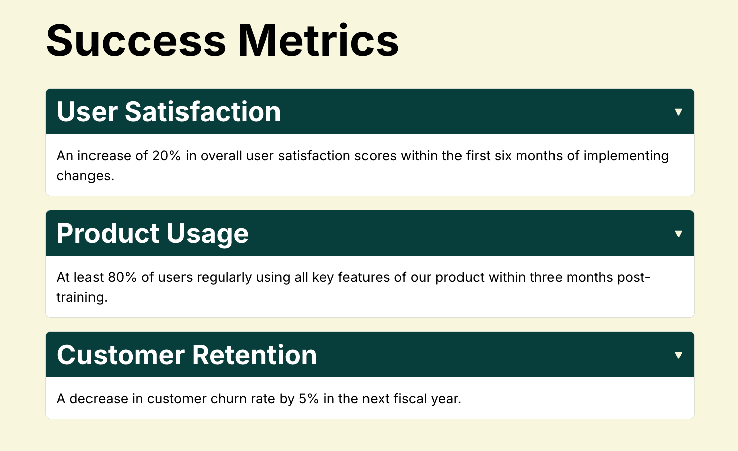 success metrics examples