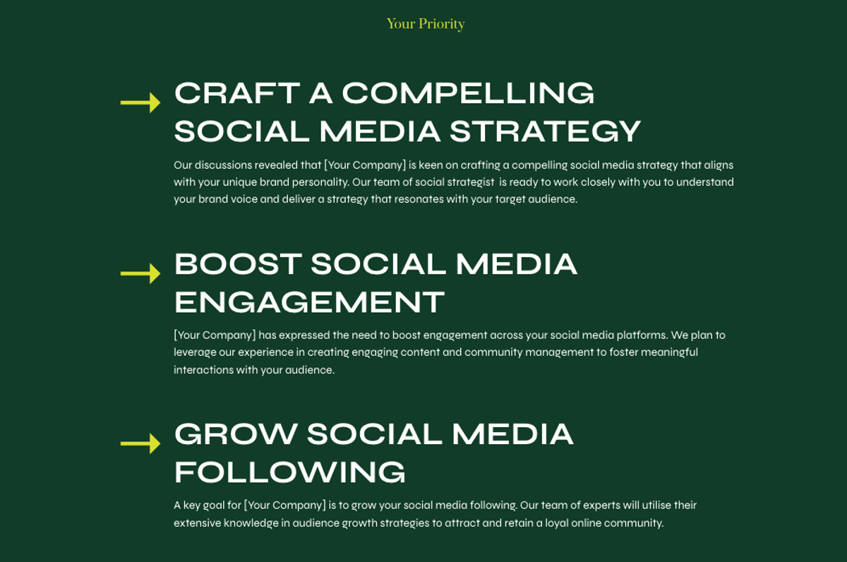 a green background with the words craft a compelling social media strategy boost social media engagement and grow social media following