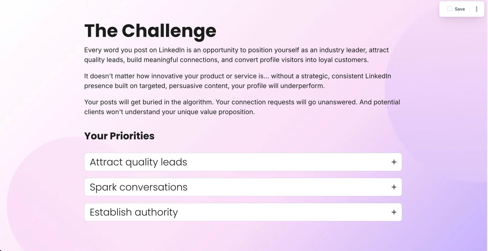 a screenshot of a page that says the challenge on it