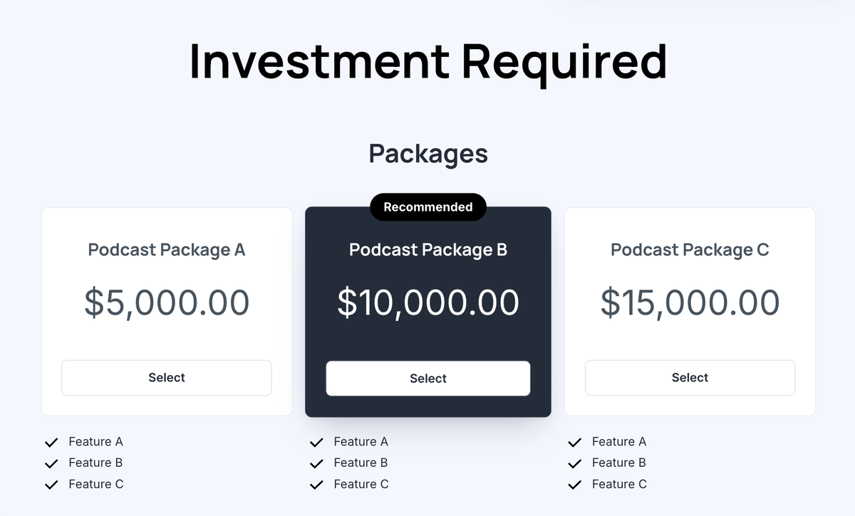 a screenshot of a website that says investment required