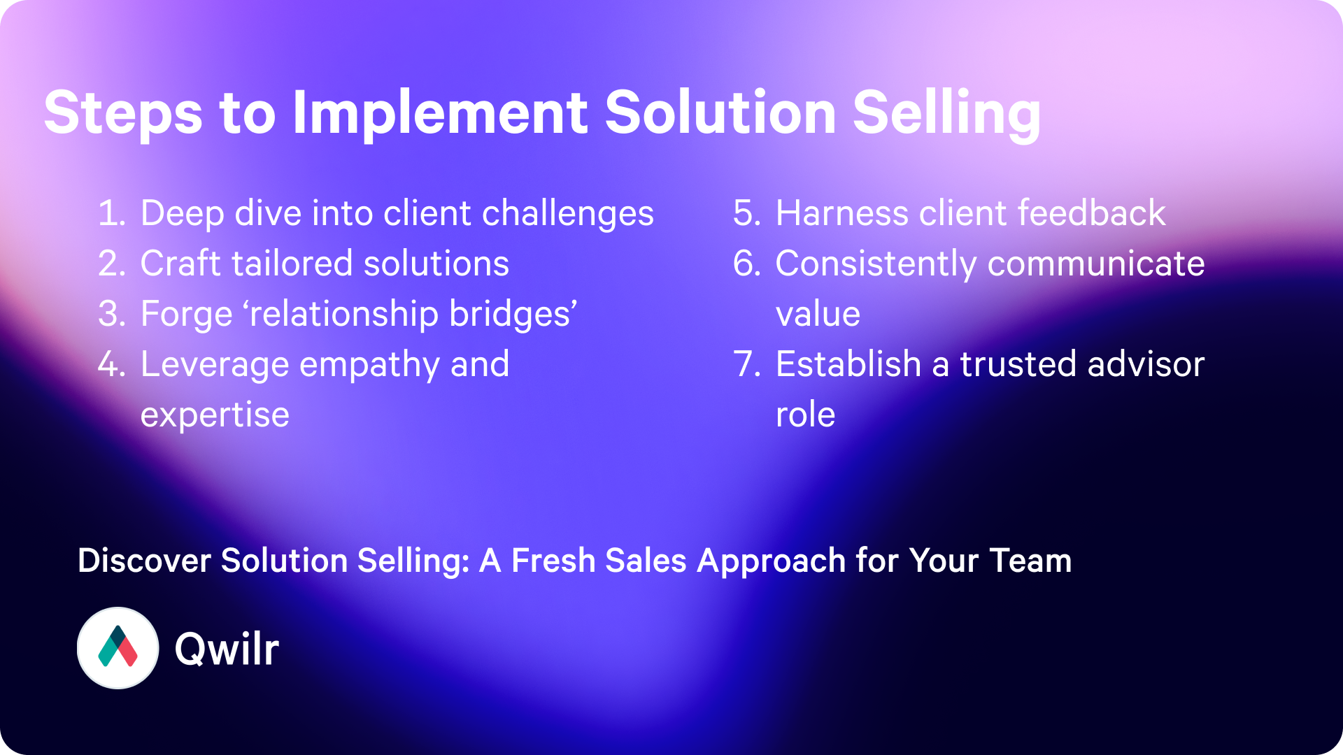 Summary of the Steps to Implement Solution Selling