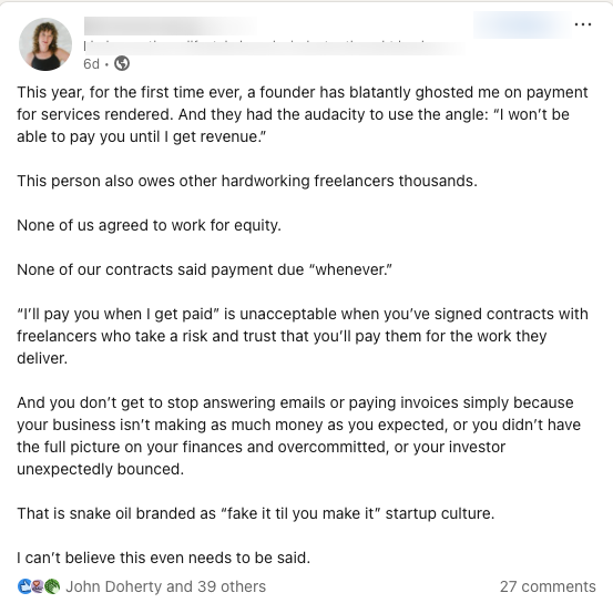 a screenshot of a LinkedIn post