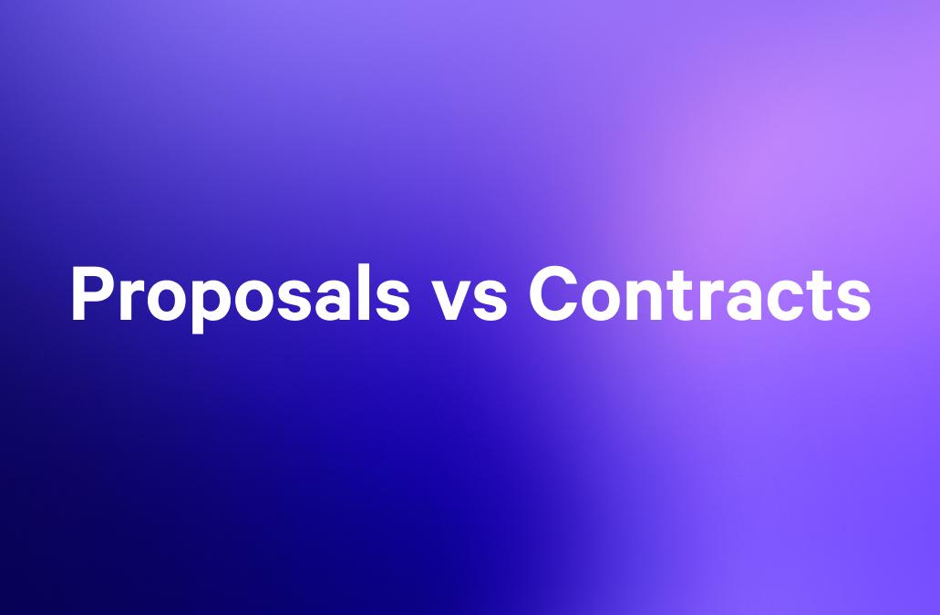a purple background with the words `` proposals vs contracts '' written on it .