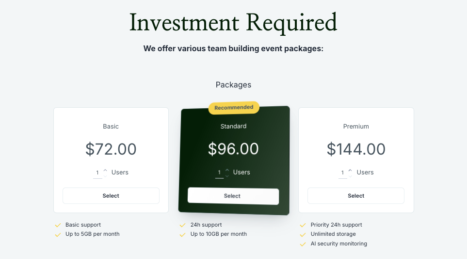 a screenshot of a website that says investment required