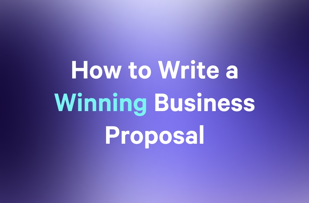 how to write a winning business proposal on a purple background