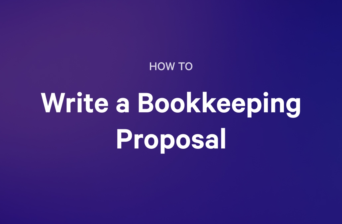 how to write a bookkeeping proposal on a purple background