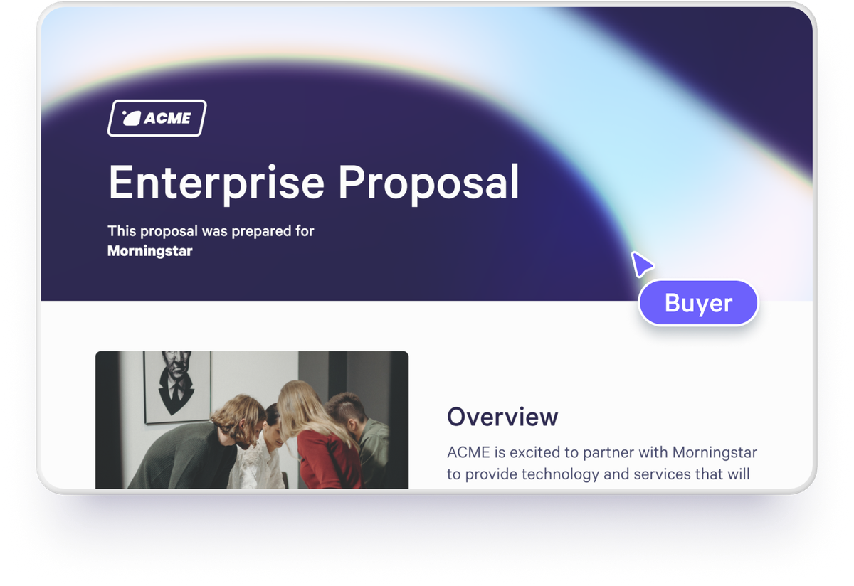 A buyer browsing an interactive proposal generated in Qwilr