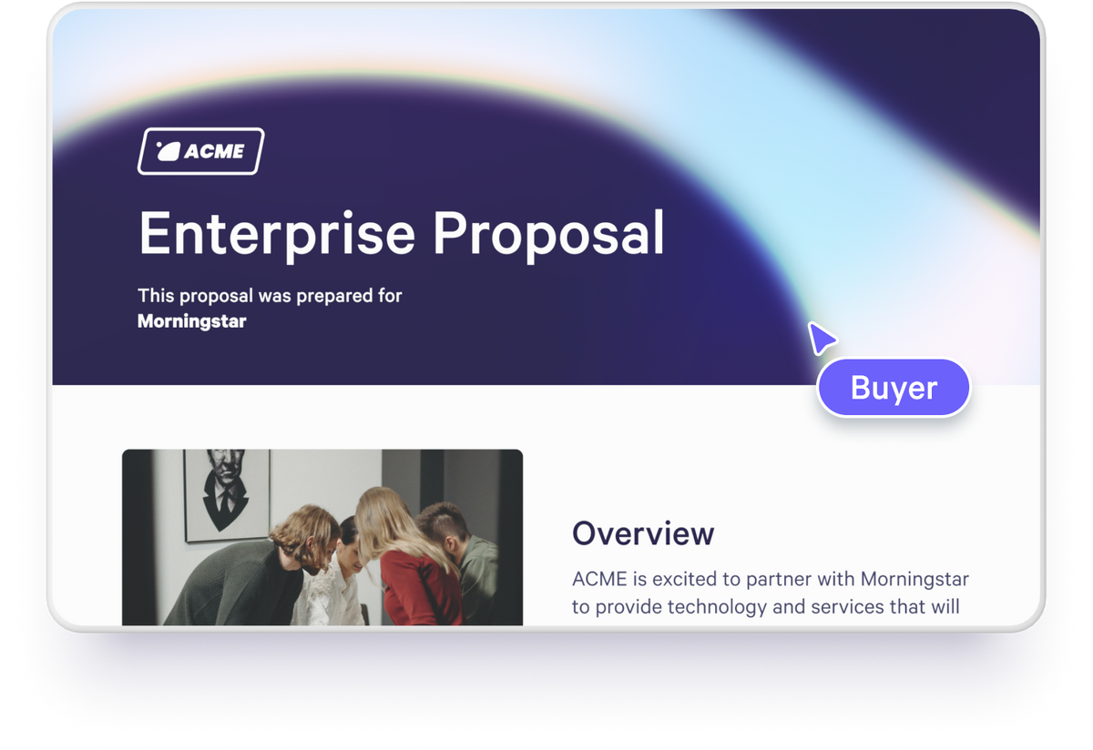 A buyer browsing an interactive proposal generated in Qwilr