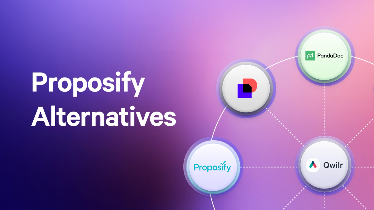 a purple background with the words proposify alternatives on it