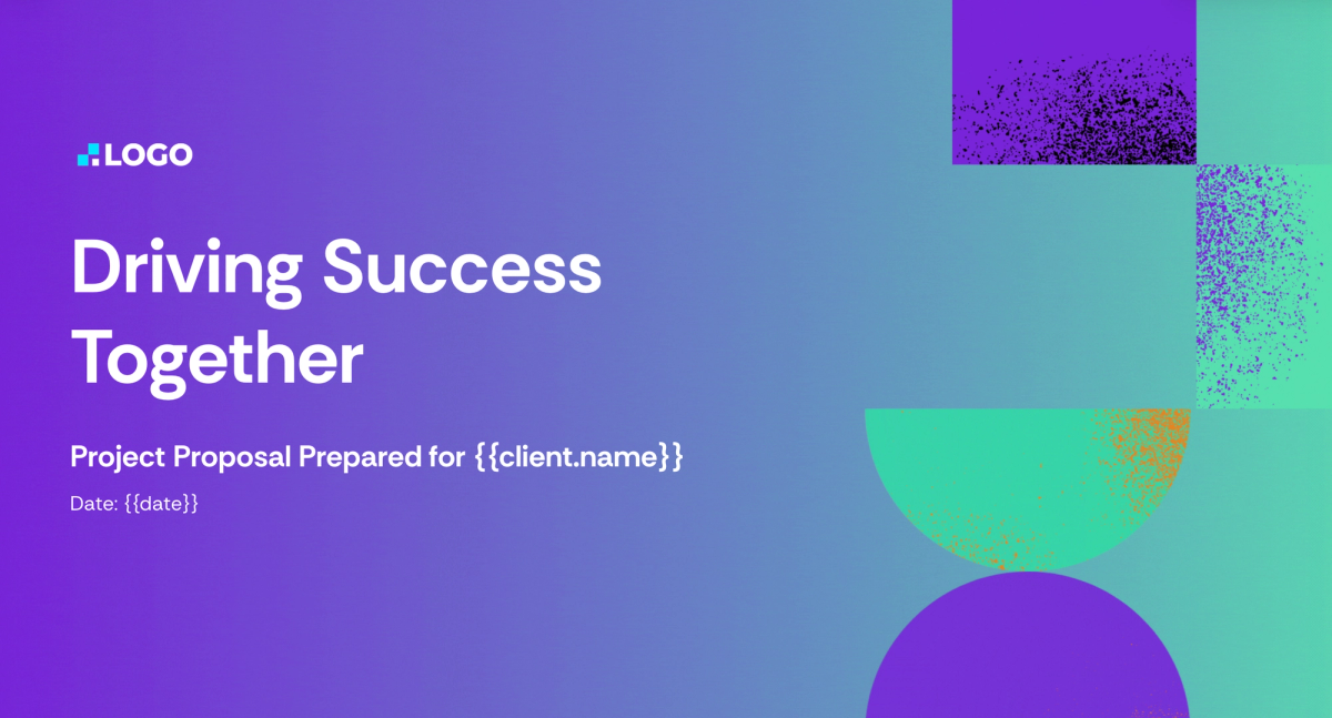 a purple and green background with the words driving success together