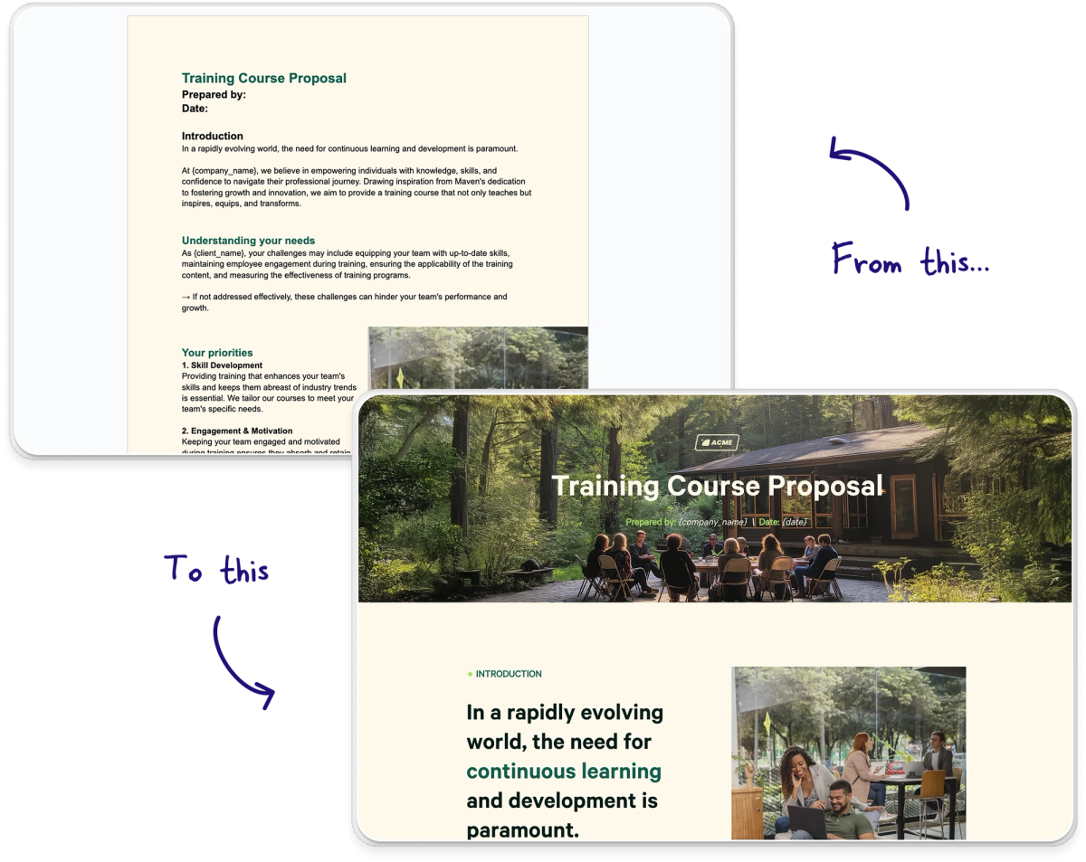 a training course proposal with a group of people sitting around a table